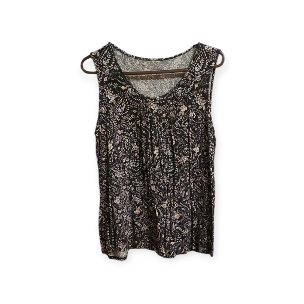 Croft & Barrow Black and Cream Floral Blouse Ptp 20